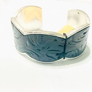 Patricia Nash Silver Tone Black Cuff Bracelet